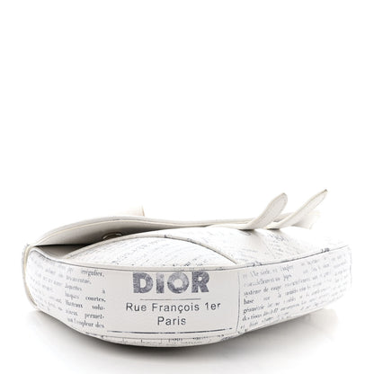 Christian Dior X Daniel Arsham Grained Calfskin Newspaper Print Saddle Bag White 4 of 13
