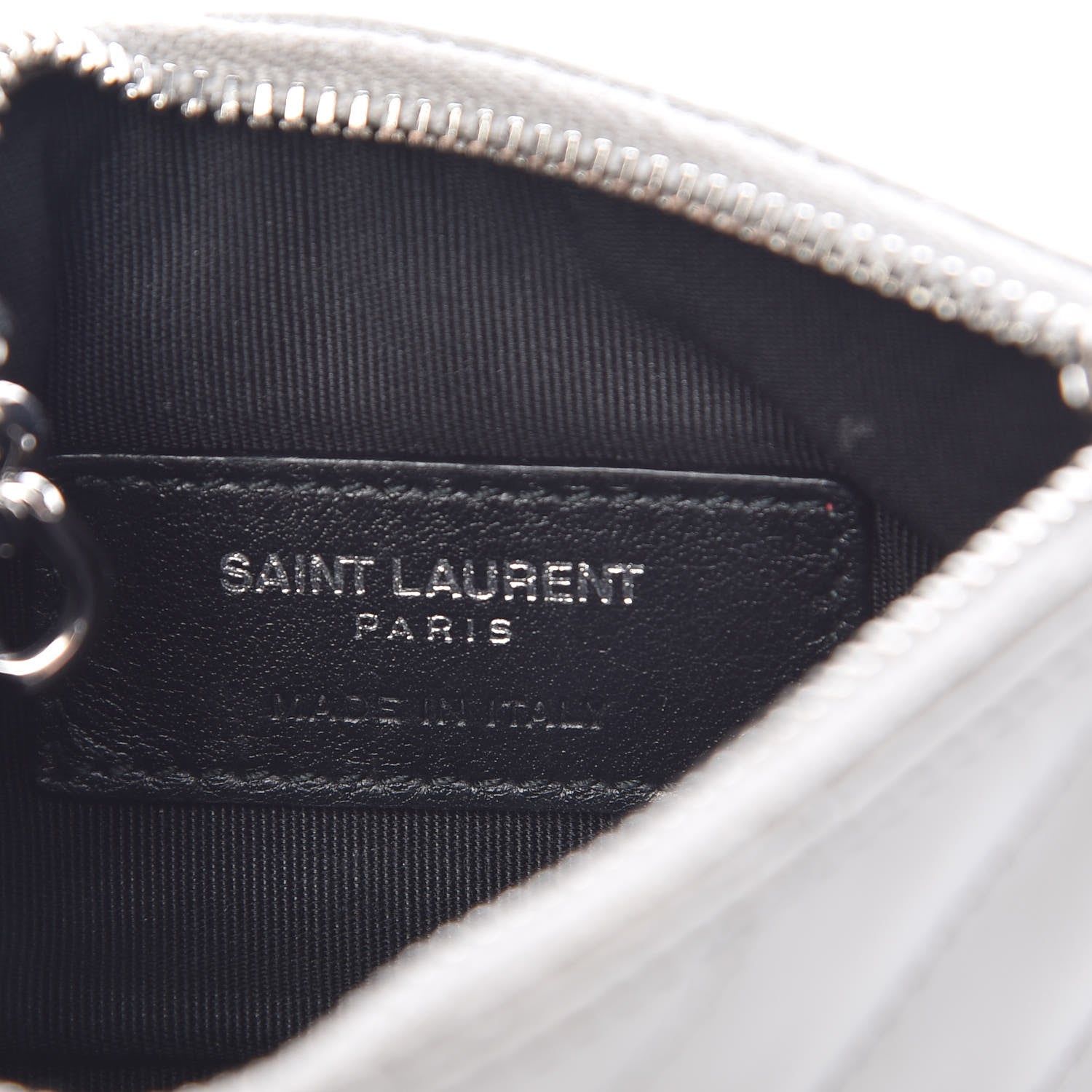 Saint Laurent Calfskin Matelasse Monogram Key Pouch Light Grey 6 of 9