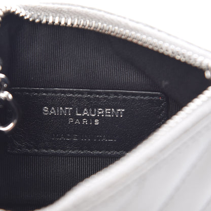 Saint Laurent Calfskin Matelasse Monogram Key Pouch Light Grey 6 of 9