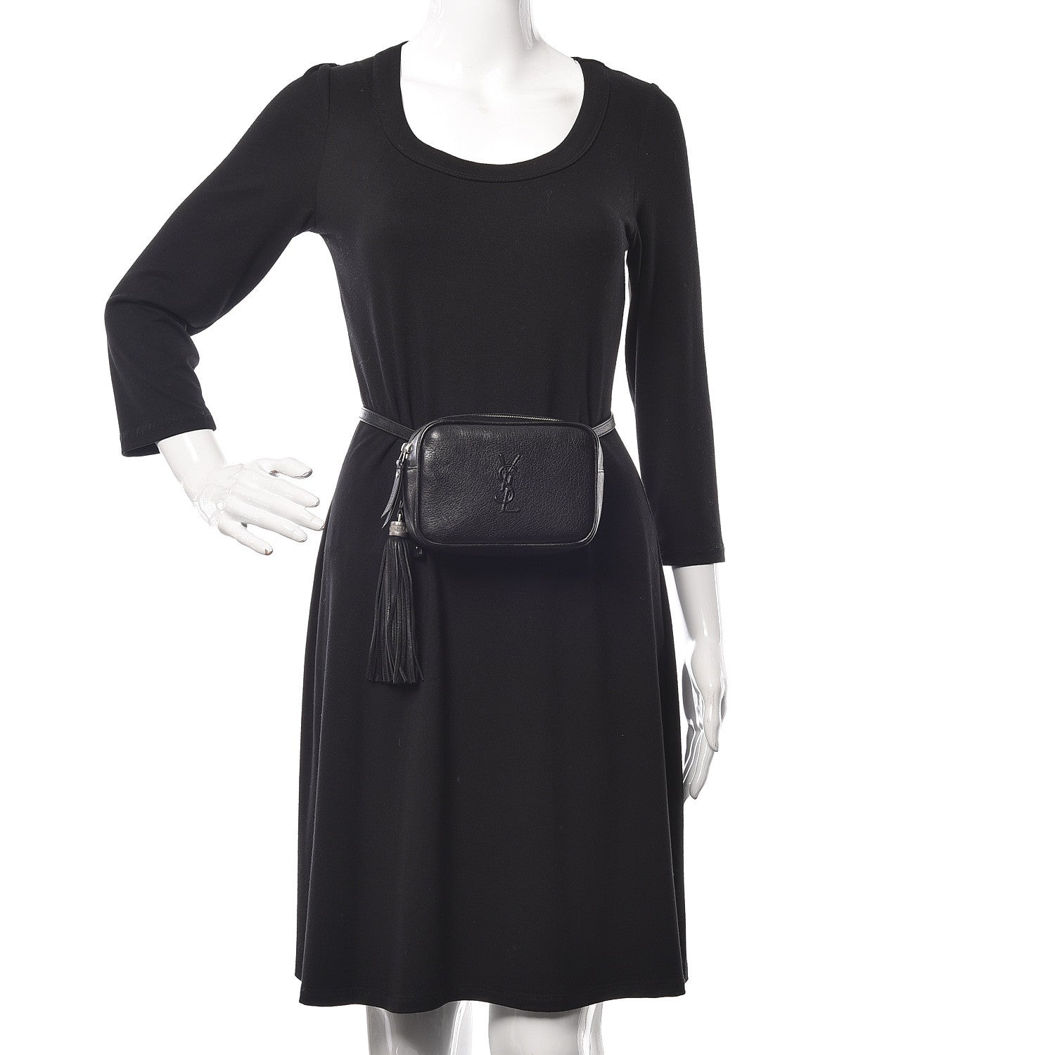 Saint Laurent Lambskin Monogram Lou Belt Bag Black 2 of 10