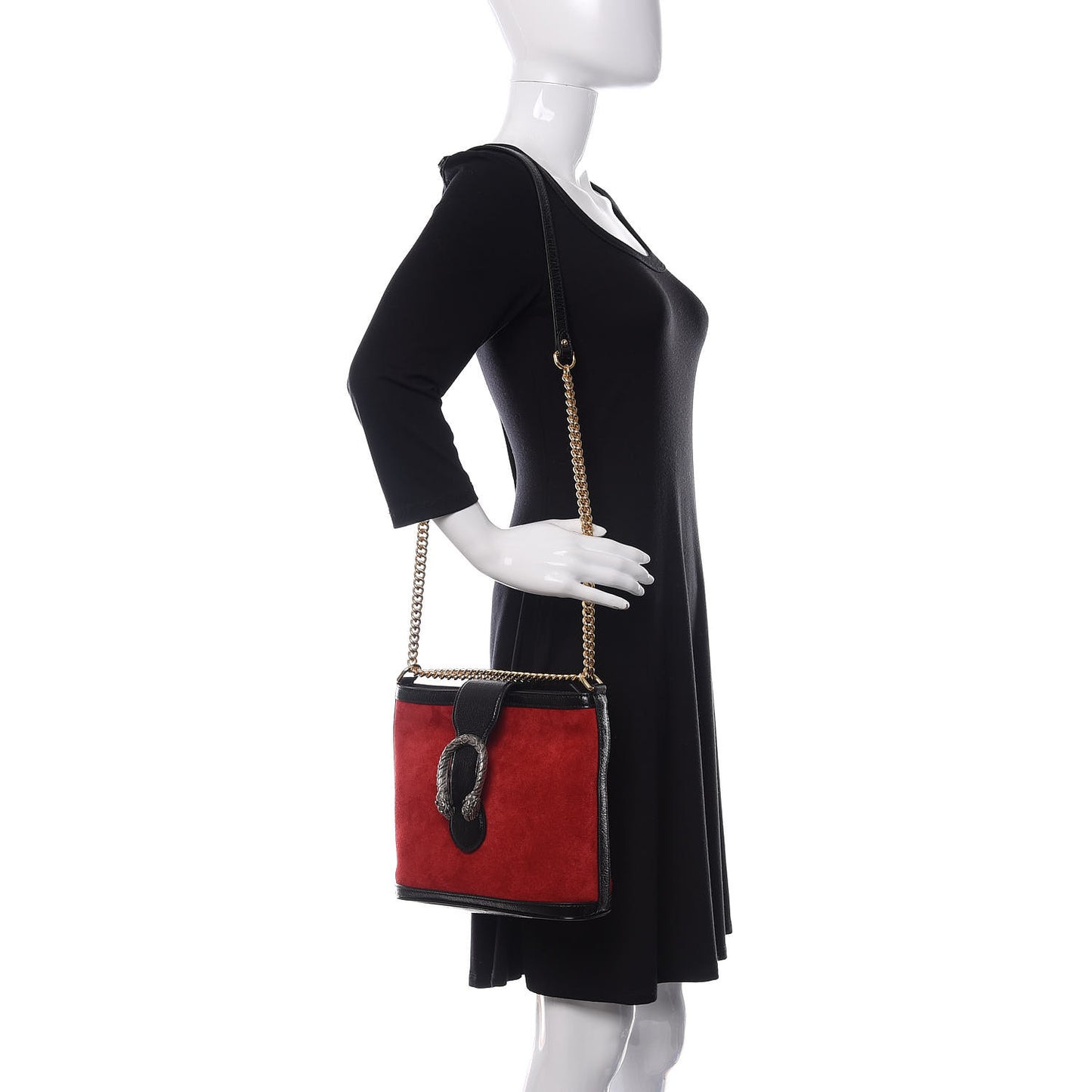 Suede Patent Medium Dionysus Bucket Bag Red