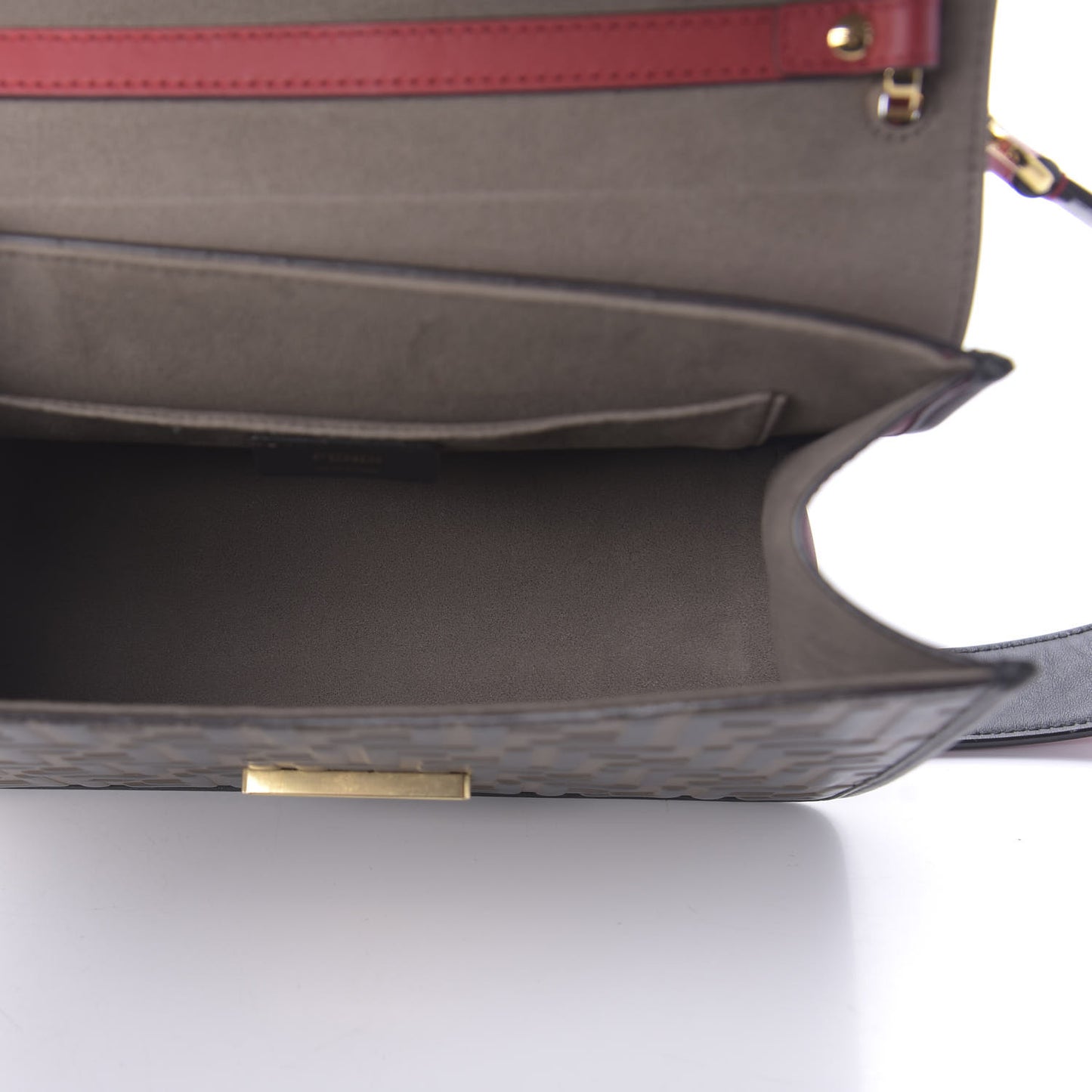 Vitello Century F is Fendi Bi-Color FF 1974 Embossed Kan I Shoulder Bag Fragola Maya Black