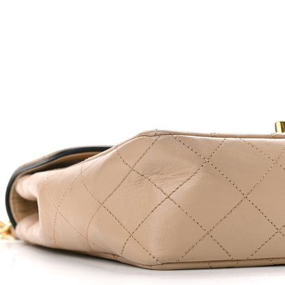 Chanel Lambskin Quilted Medium Single Flap Beige Black 9 of 10
