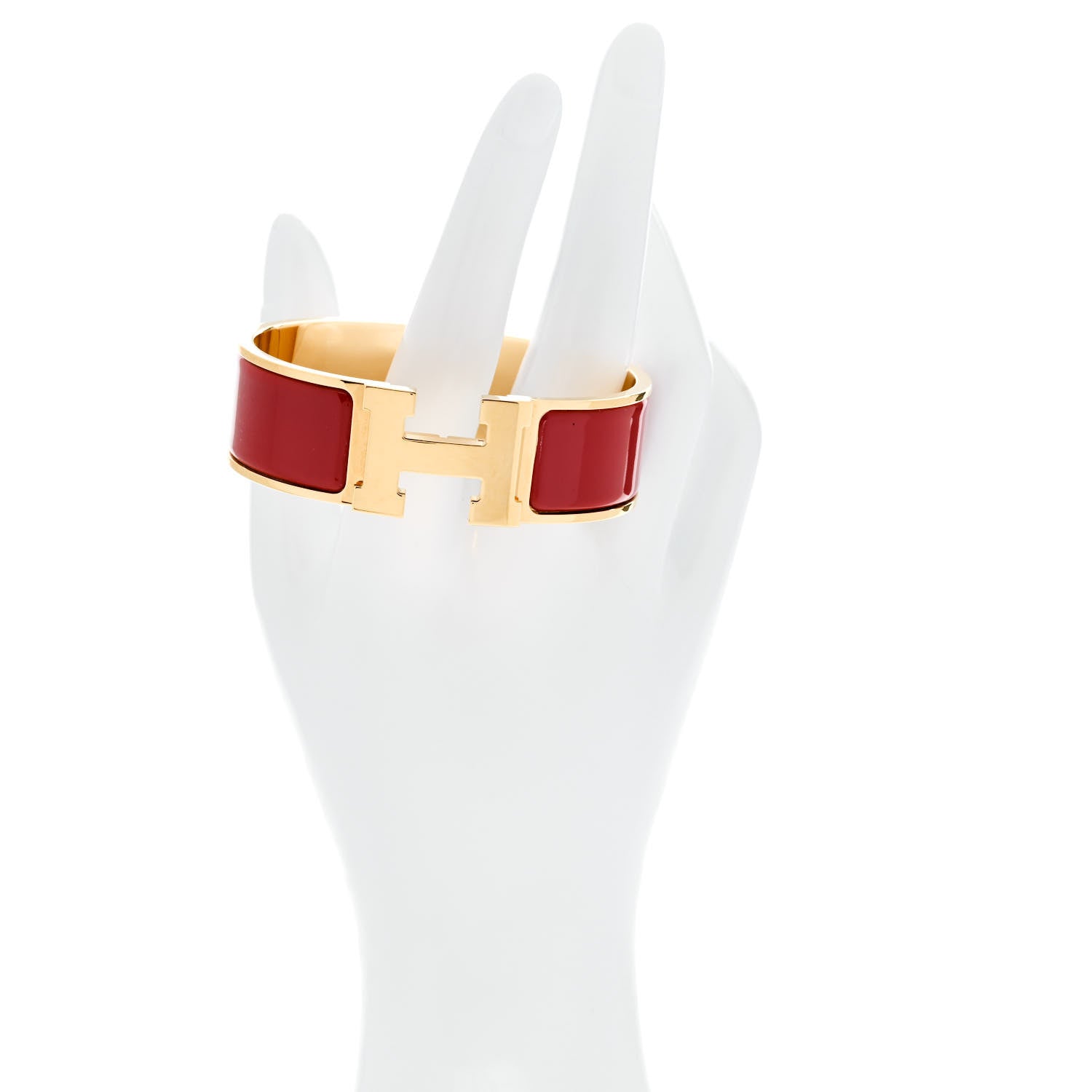 Hermes Enamel Wide Clic Clac H Bracelet GM Rouge Amarante 2 of 4