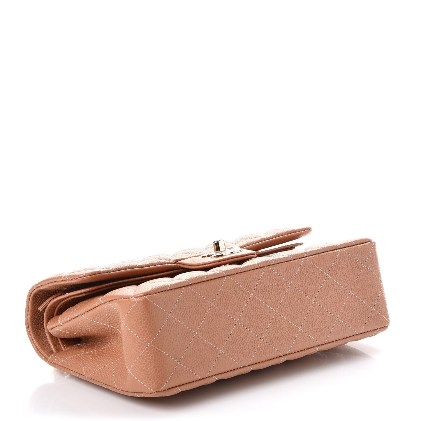 Caviar Quilted Small Double Flap Dark Beige