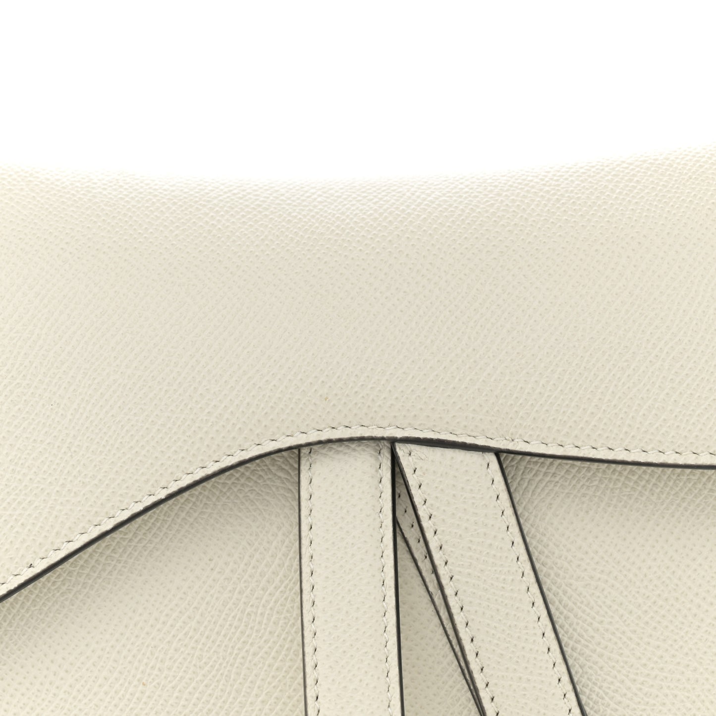 Grained Calfskin Saddle Bag White