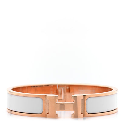 Hermes Enamel Narrow Clic Clac H Bracelet PM White 1 of 5