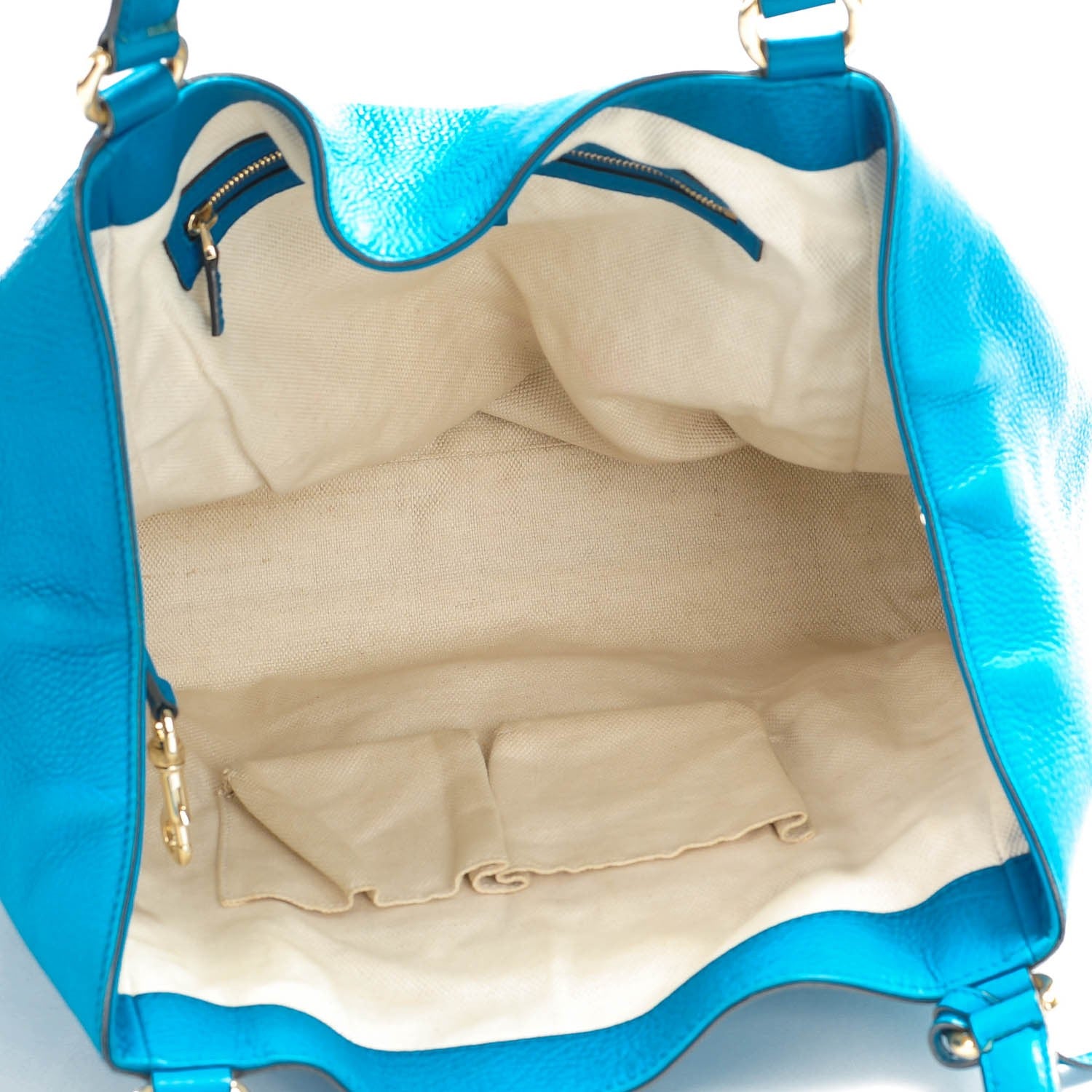 Gucci Pebbled Calfskin Medium Soho Shoulder Bag Riviera Blue 5 of 9