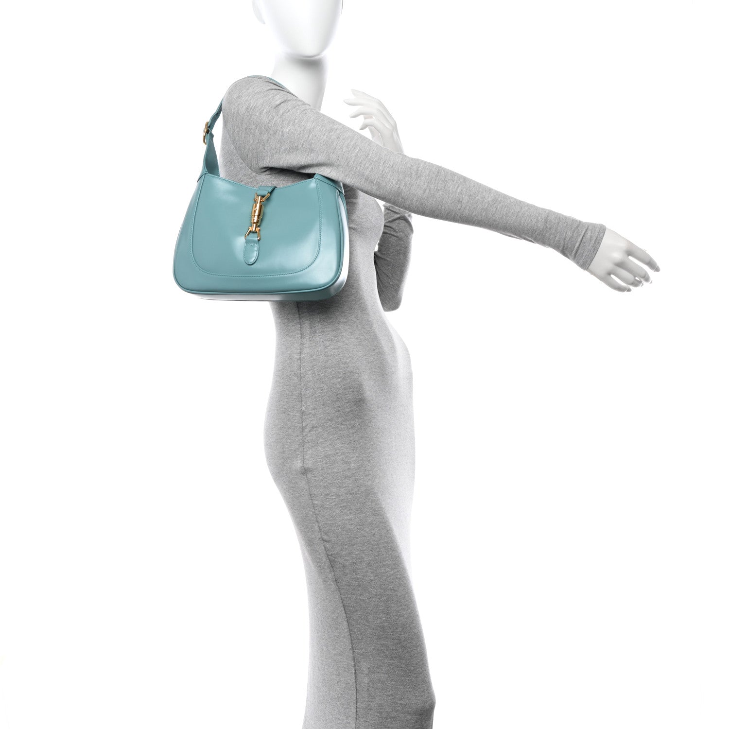 Gucci Boarded Dyana Lux Calfskin Small Jackie 1961 Hobo Dusty Azure 2 of 11