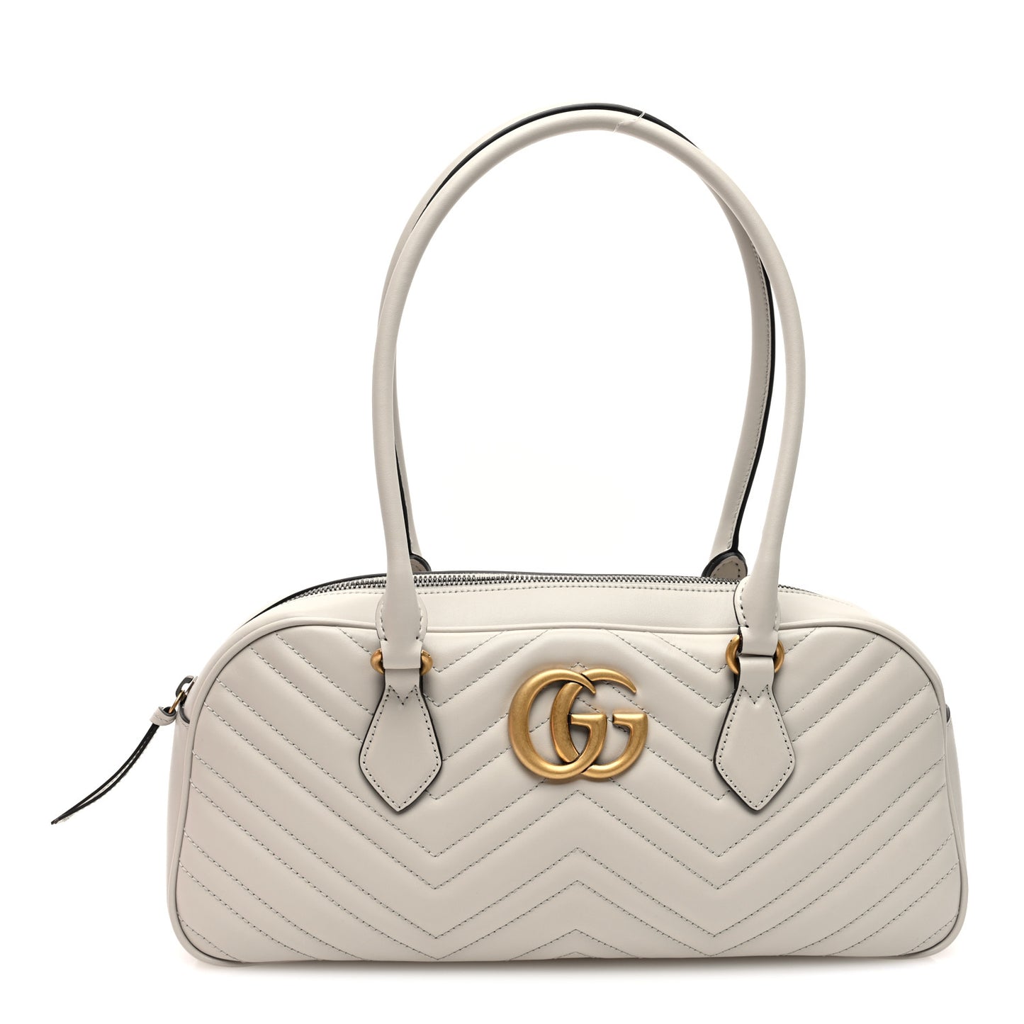 Calfskin Matelasse Medium GG Marmont East West Shoulder Bag Mystic White