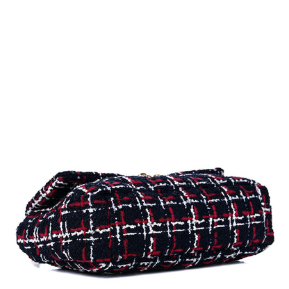 Chanel Tweed Quilted Medium Chanel 19 Flap Navy Blue White Red 4 of 10