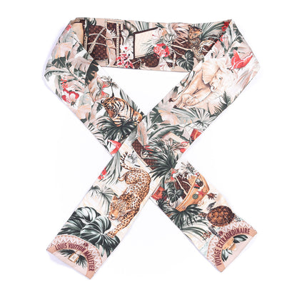 Louis Vuitton Silk Voyage Extraordinaire Bandeau Scarf Beige 1 of 3