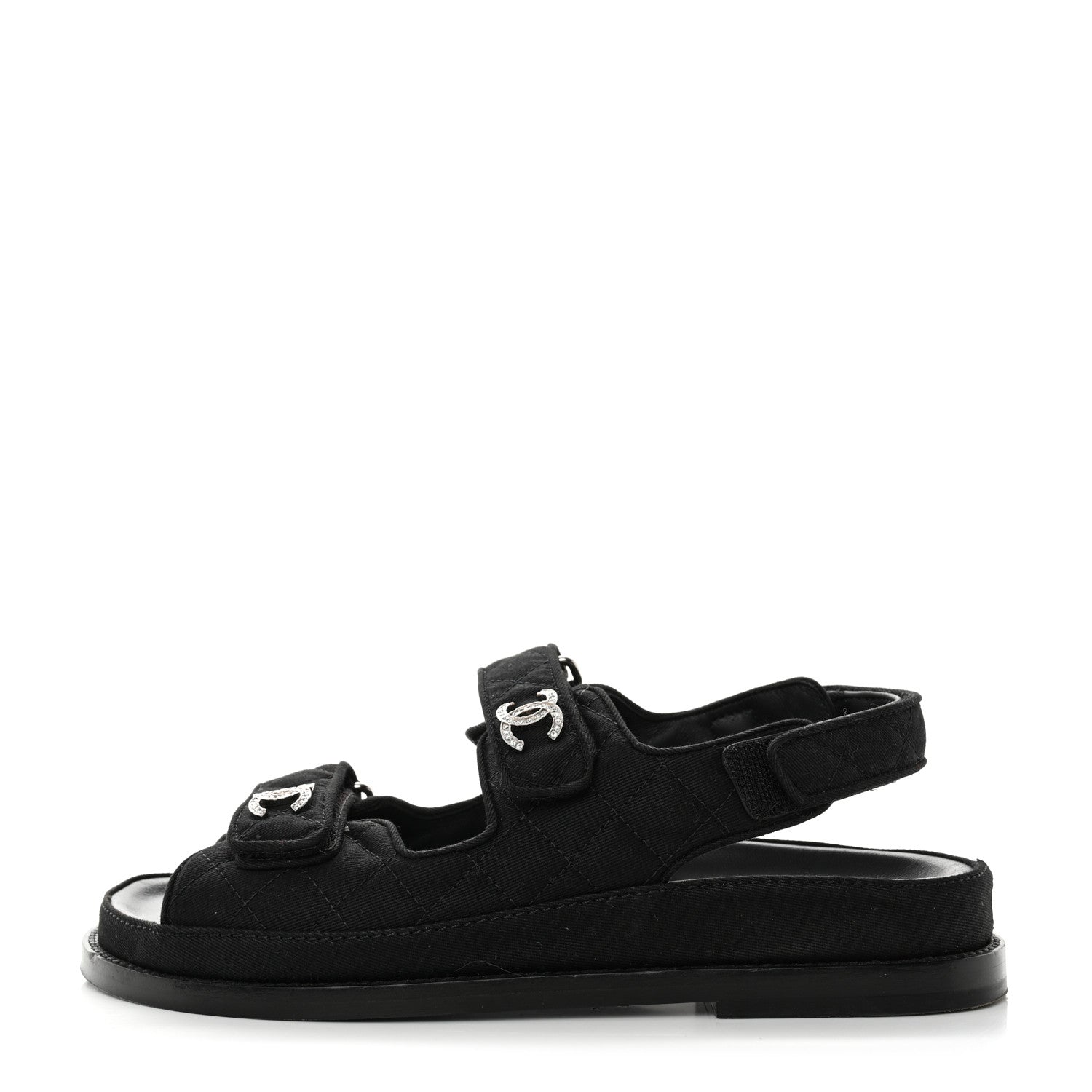 Chanel Mixed Fibers Velcro Dad Sandals 36.5 Black 1 of 9