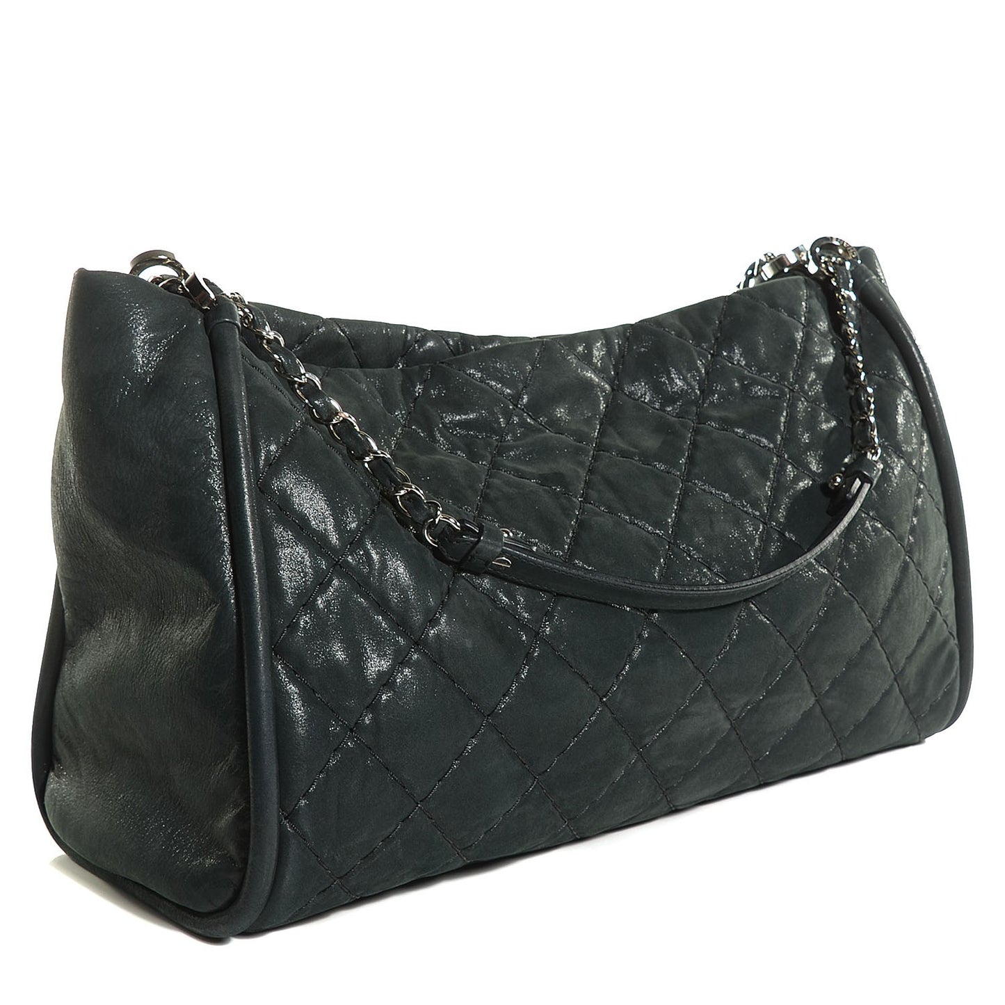 Iridescent Calfskin Large Sea Hit Tote Black