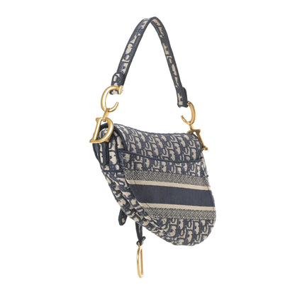 Christian Dior Oblique Embroidered Saddle Bag Blue 3 of 11