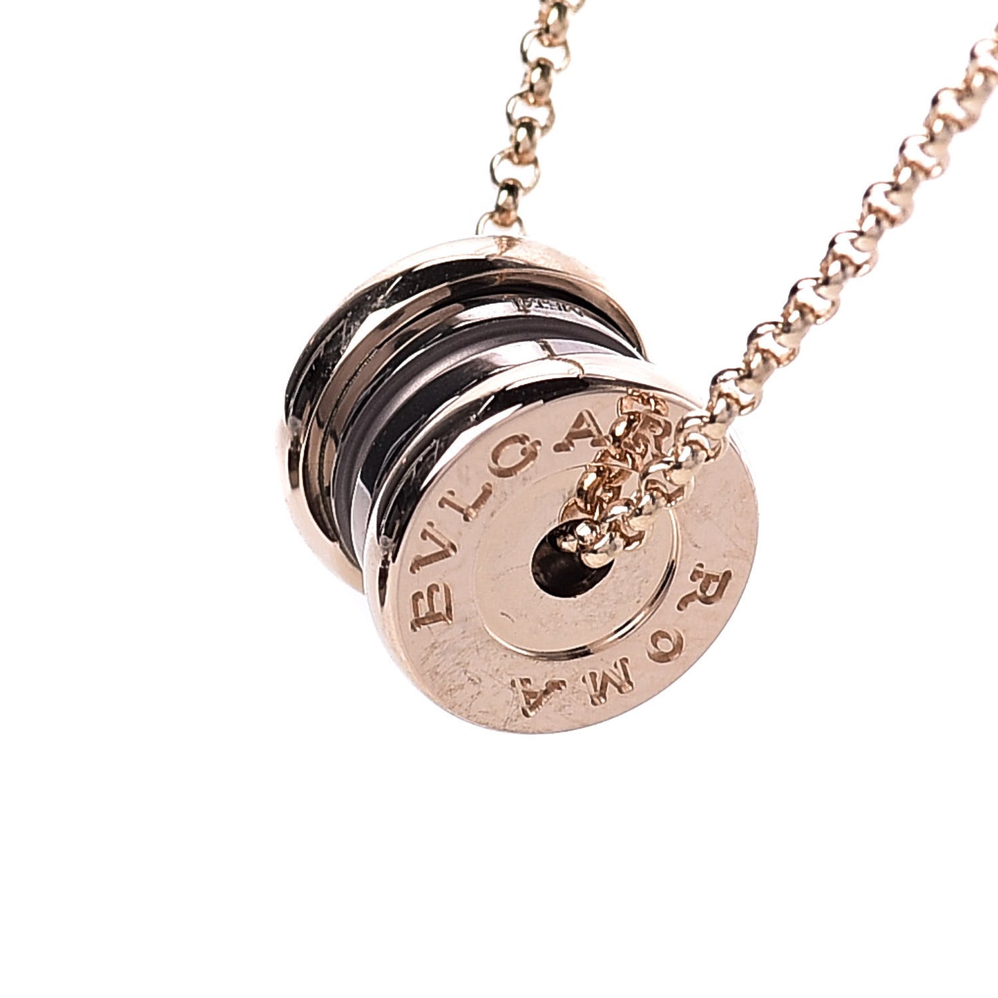18K Rose Gold Cermet Small B.Zero1 Pendant Necklace