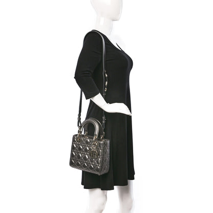 Christian Dior Lambskin Cannage Small My ABCDior Lady Dior Metallic Grey 2 of 9
