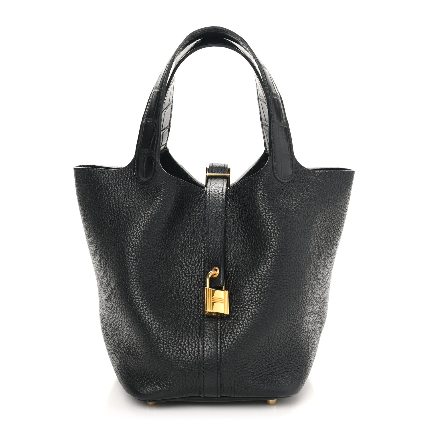 Hermes Taurillon Clemence Matte Alligator Picotin Lock Touch 18 PM Black 1 of 10