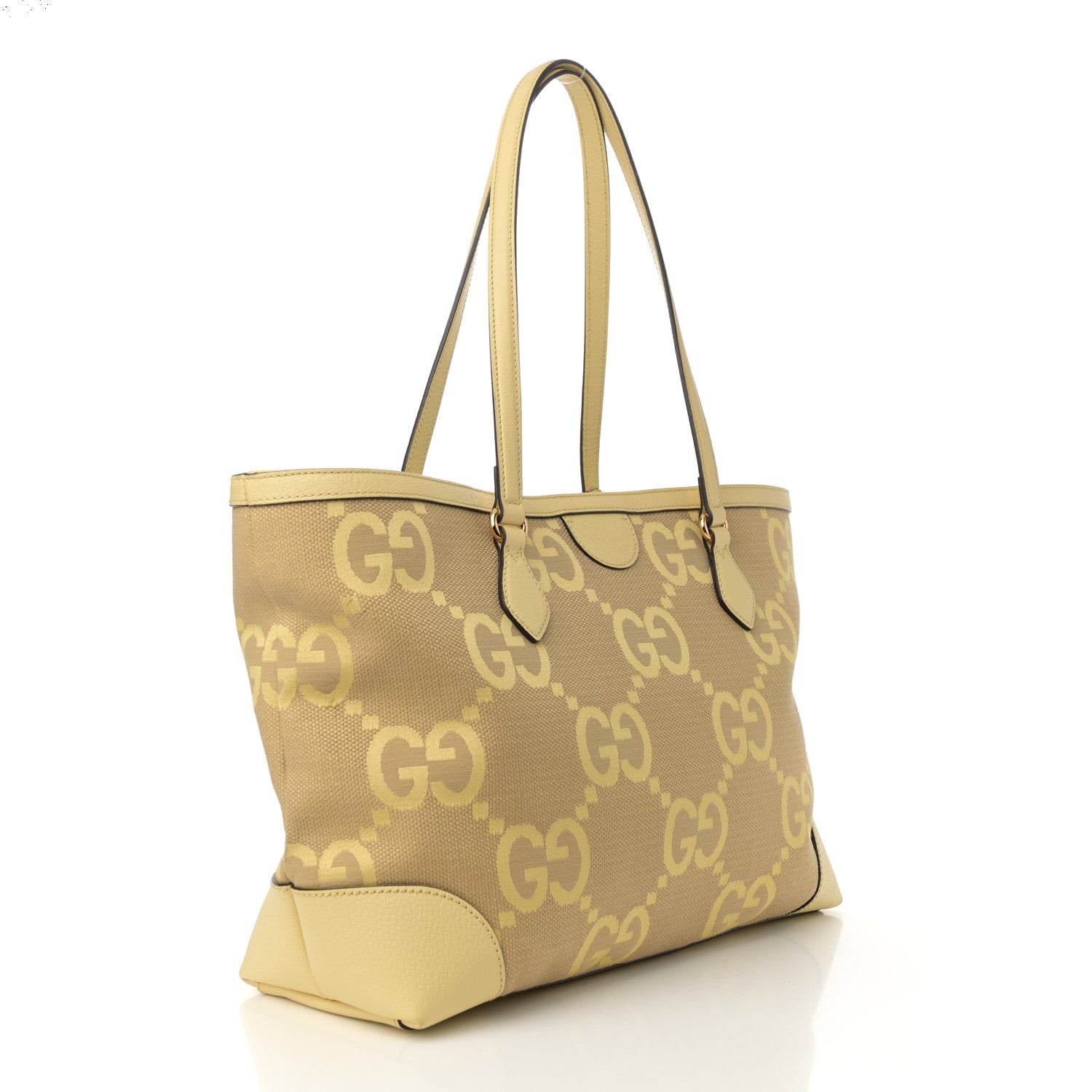 Gucci Monogram Jumbo GG Textured Dollar Calfskin Medium Ophidia Shopping Tote Beige Yellow 3 of 11