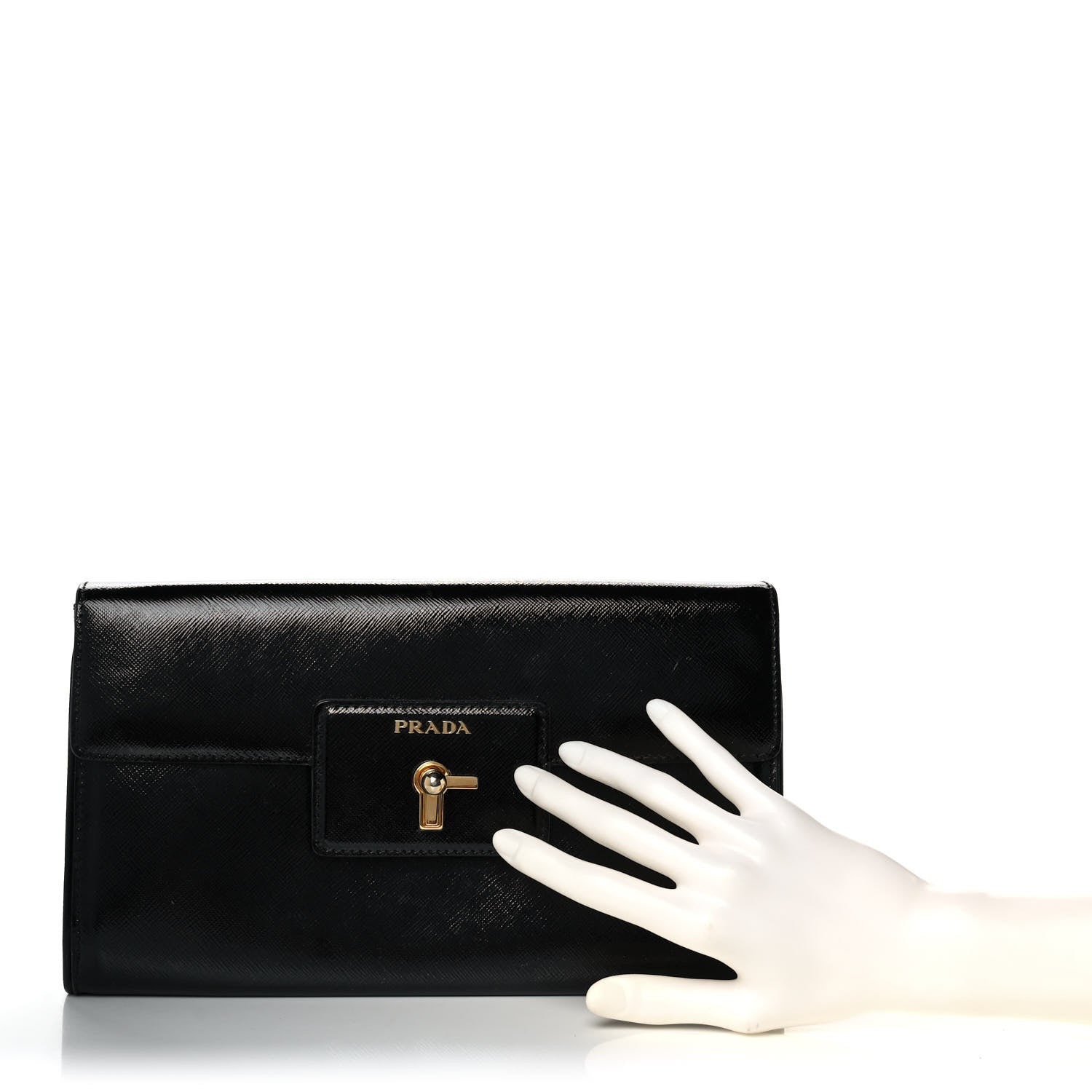 Prada Vernice Saffiano Clutch Black 2 of 13