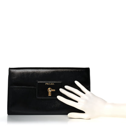 Prada Vernice Saffiano Clutch Black 2 of 13