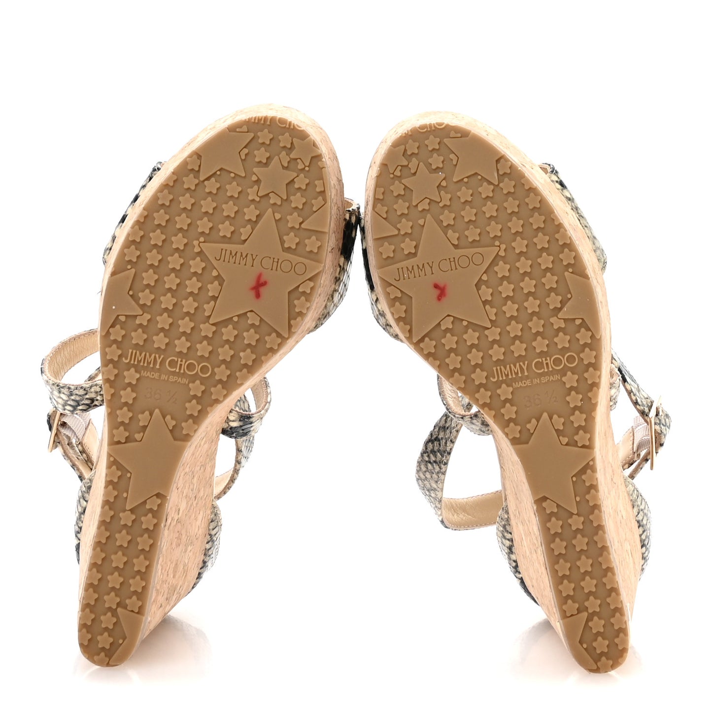 Snakeskin Cork Portia 120 Wedge Sandals 36.5 Natural