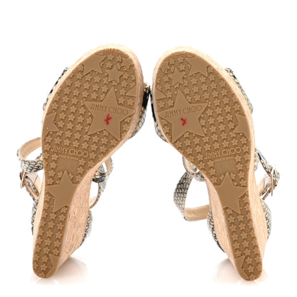Jimmy Choo Snakeskin Cork Portia 120 Wedge Sandals 36.5 Natural 6 of 8