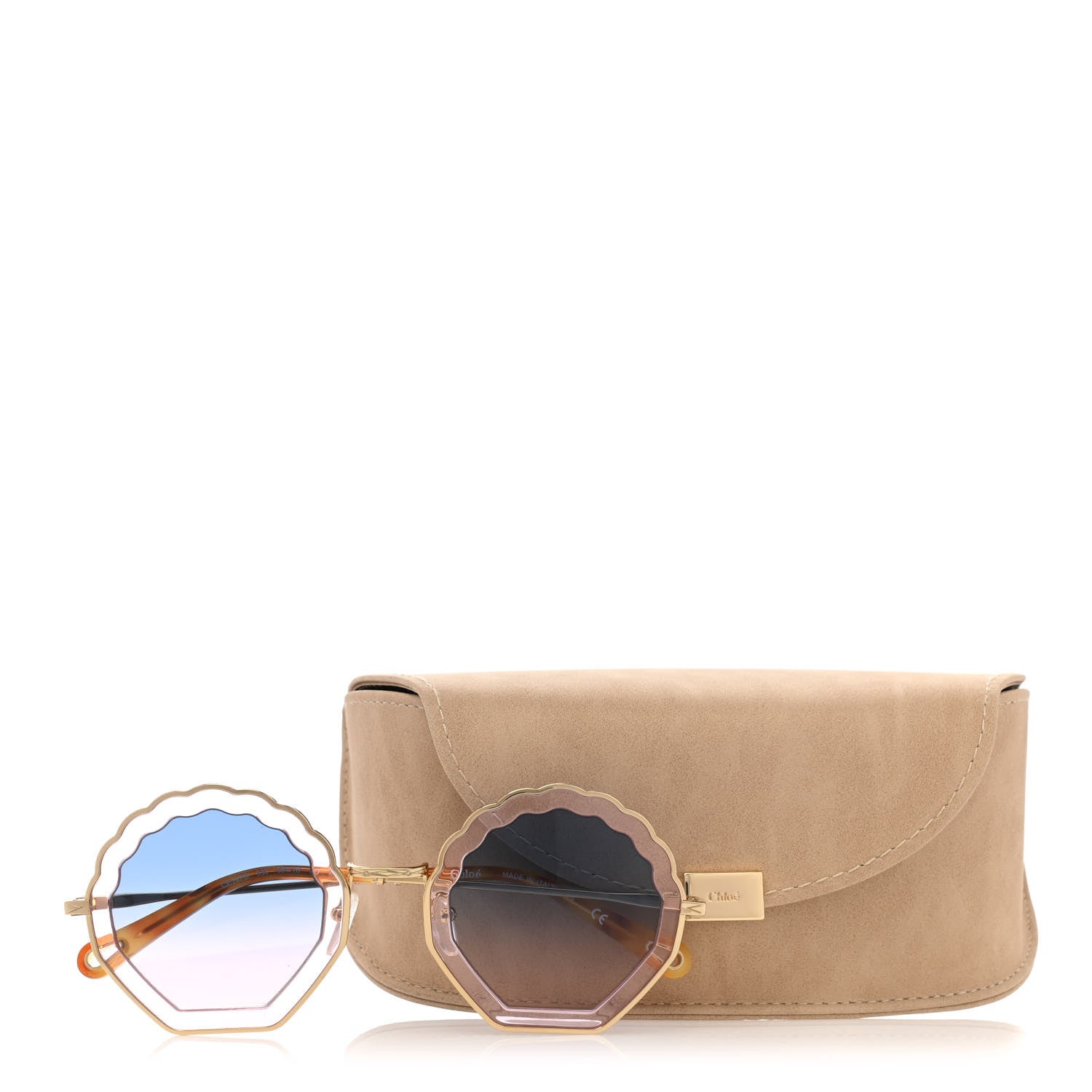 Chloe Rosie Bevelled Round Sunglasses Gold Gradient Blue 7 of 7