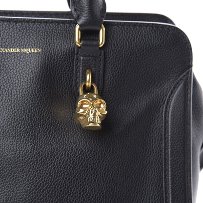 Alexander McQueen Pebbled Calfskin Small Skull Padlock Zip Around Tote Black 12 of 16