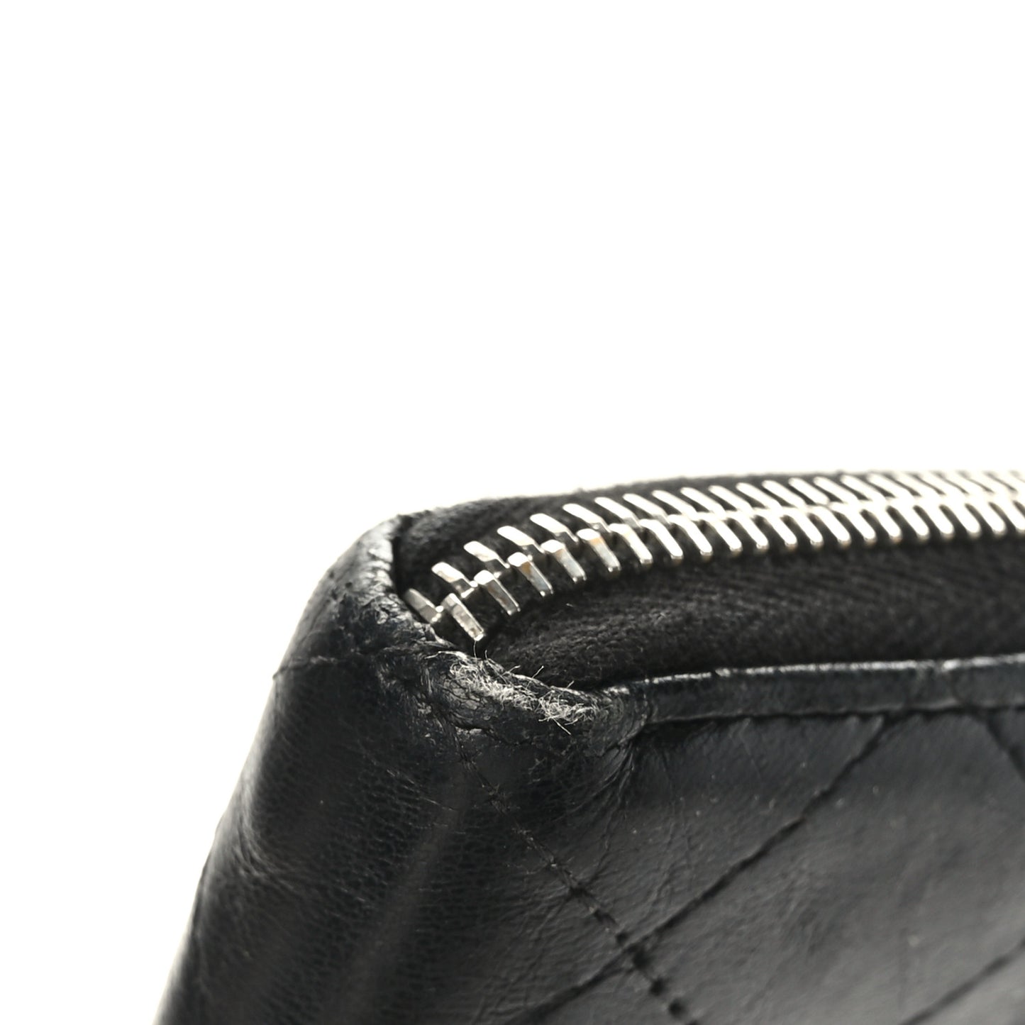 Lambskin Quilted Large Gusset Zip Around Wallet Black