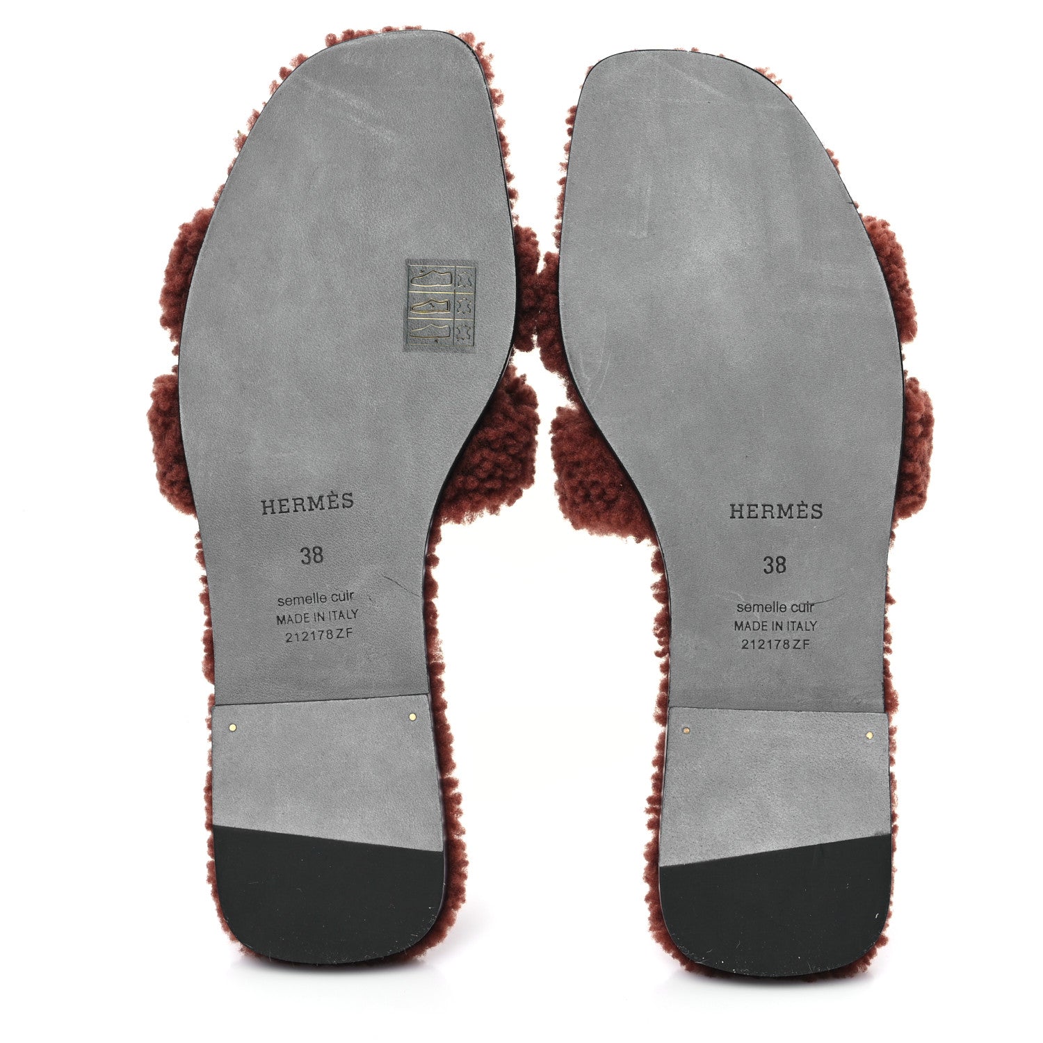 Hermes Woolskin Oran Sandals 38 Cognac 5 of 8
