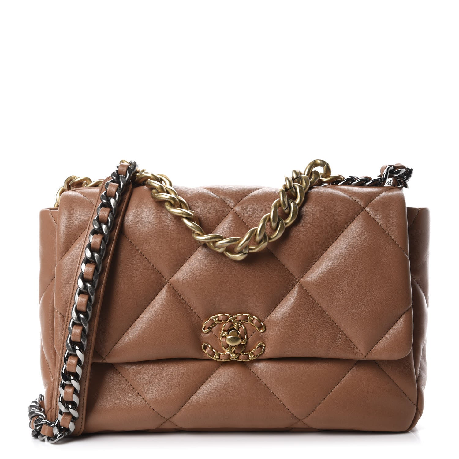 Chanel Lambskin Quilted Large 19 Flap Brown 1 of 10