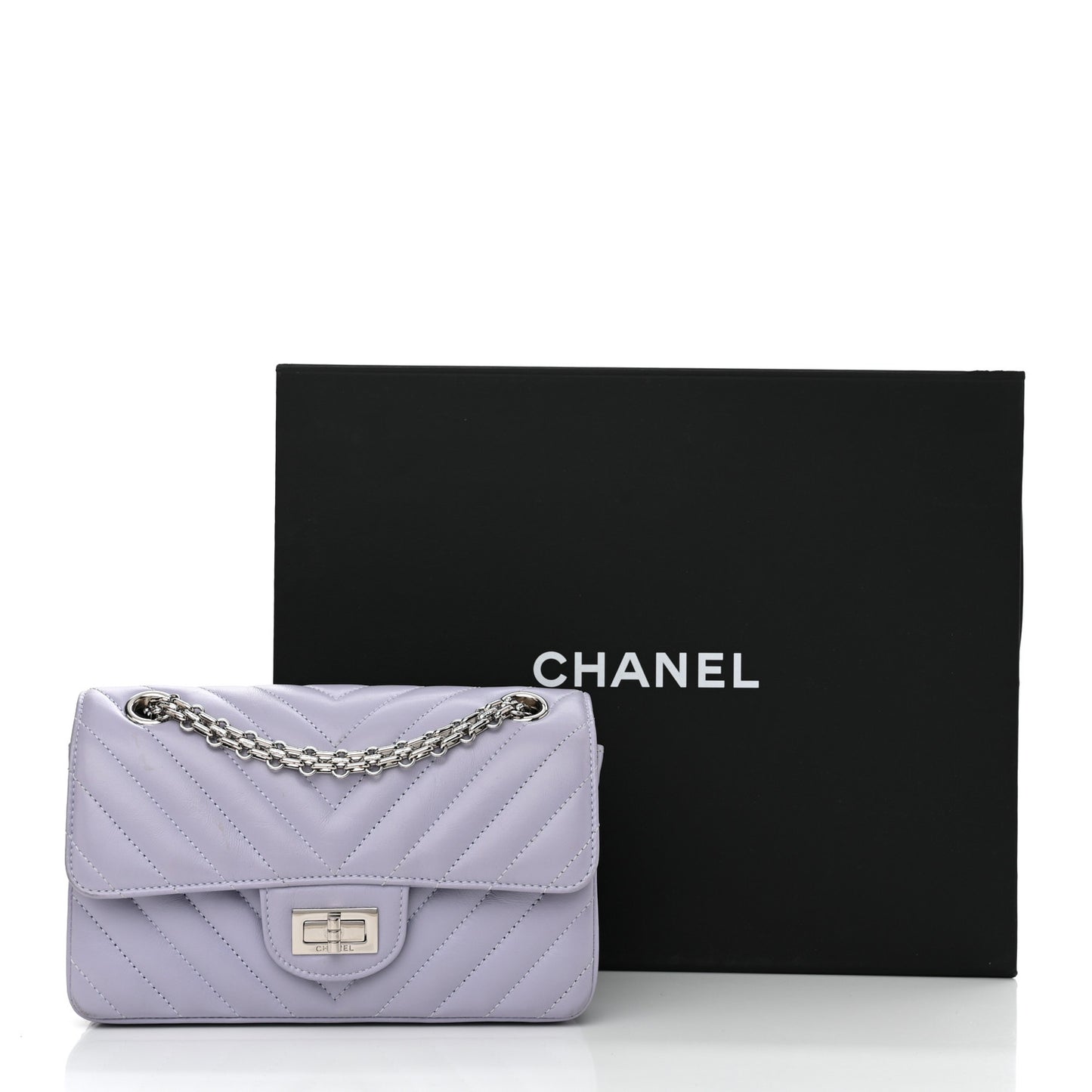 Aged Calfskin Chevron Quilted 2.55 Reissue Mini Flap Light Purple