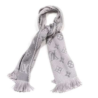 Louis Vuitton Wool Silk Logomania Scarf Pearl Grey 1 of 3
