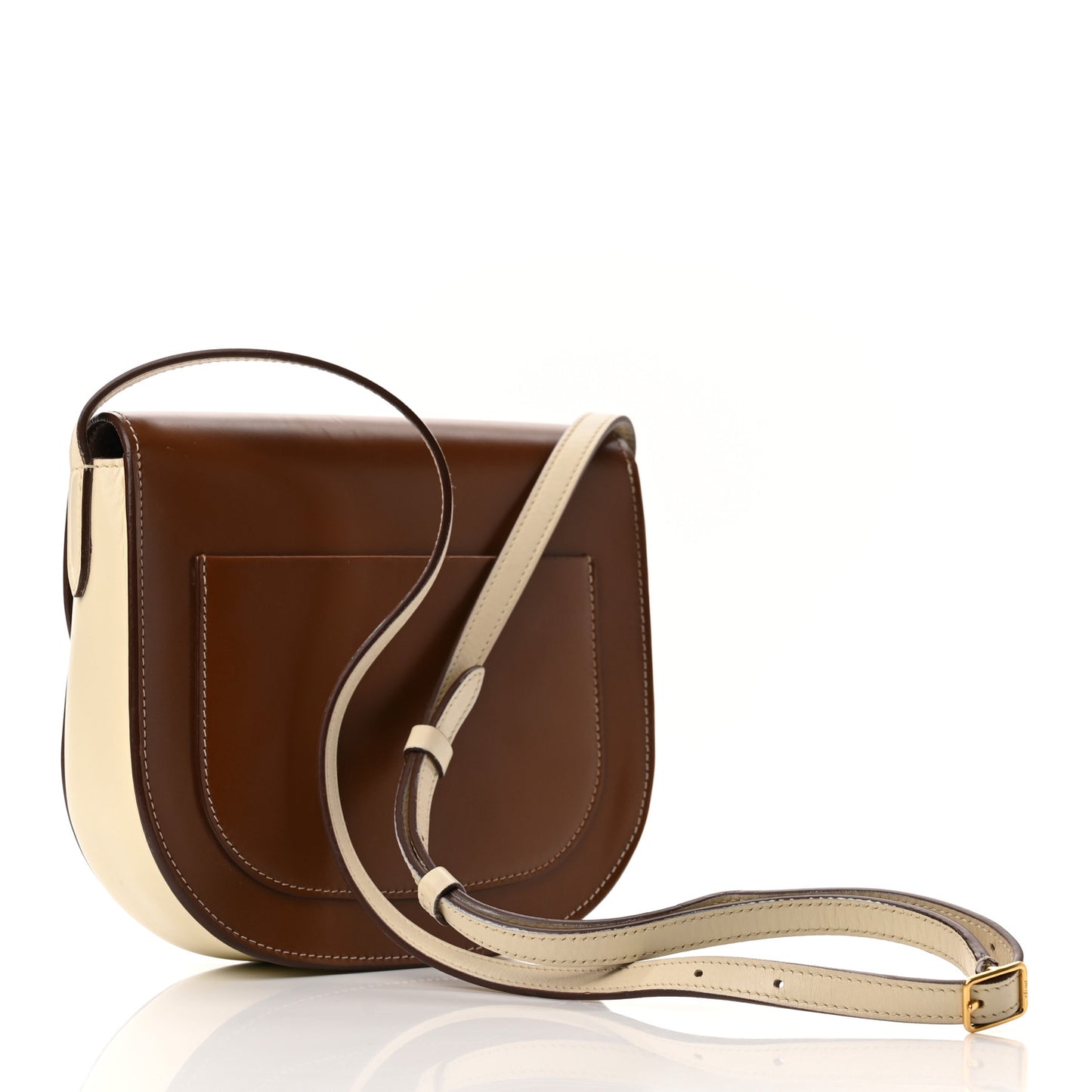 Glazed Calfskin Small Bi-Color Trotteur Chestnut