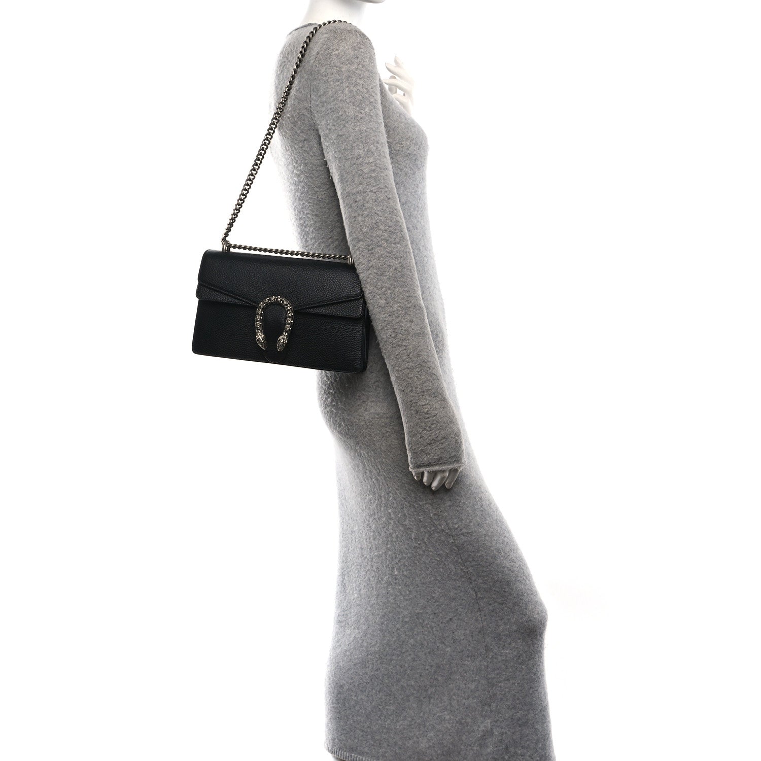 Gucci Pebbled Calfskin Small Dionysus Shoulder Bag Black 2 of 10