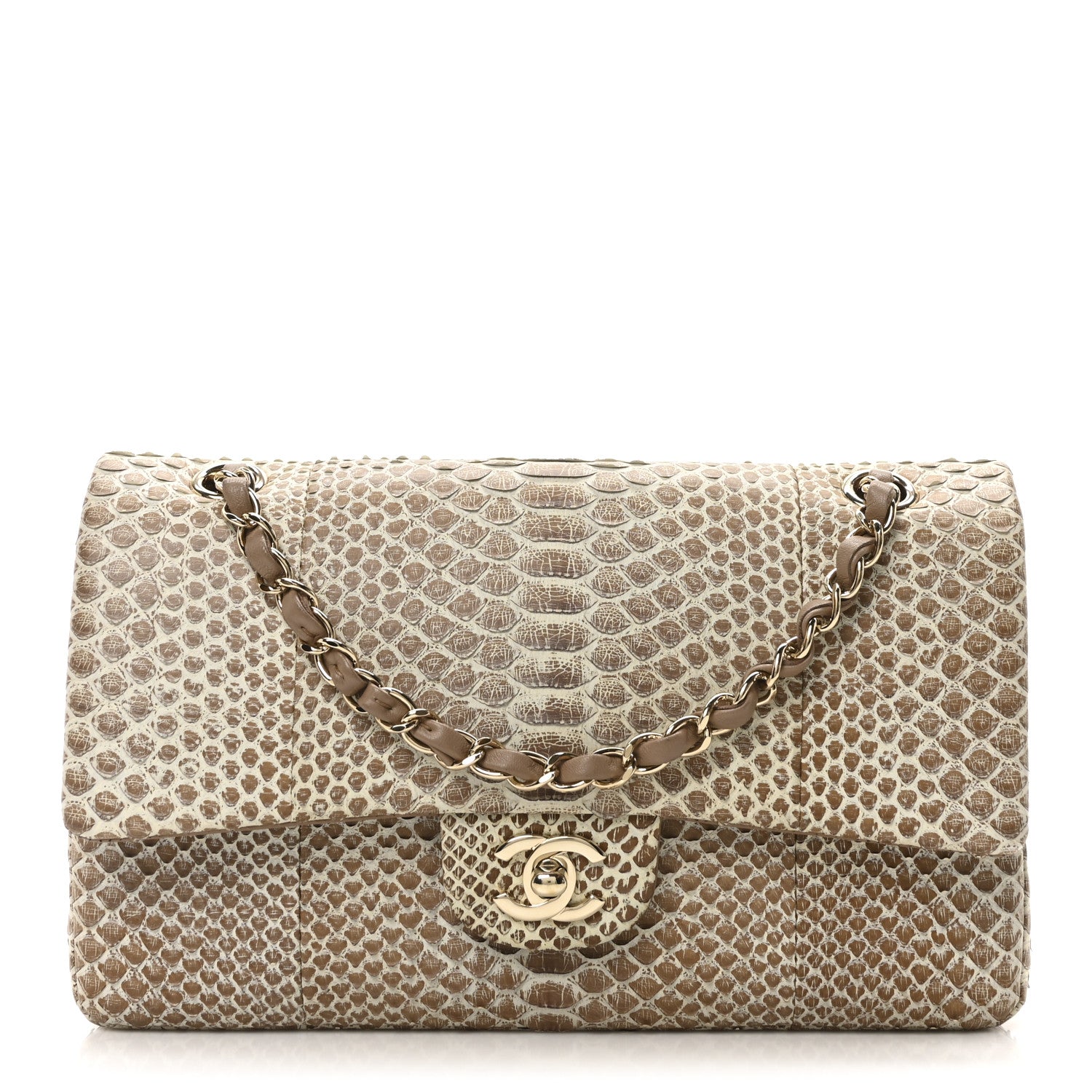 Chanel Snakeskin Medium Double Flap Beige 1 of 10