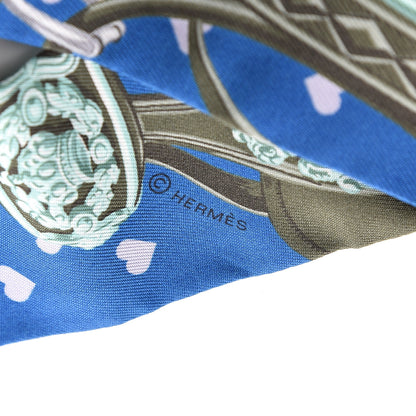 Hermes Silk Brides De Gala Love Twilly Cobalt Kaki Turquoise 5 of 5