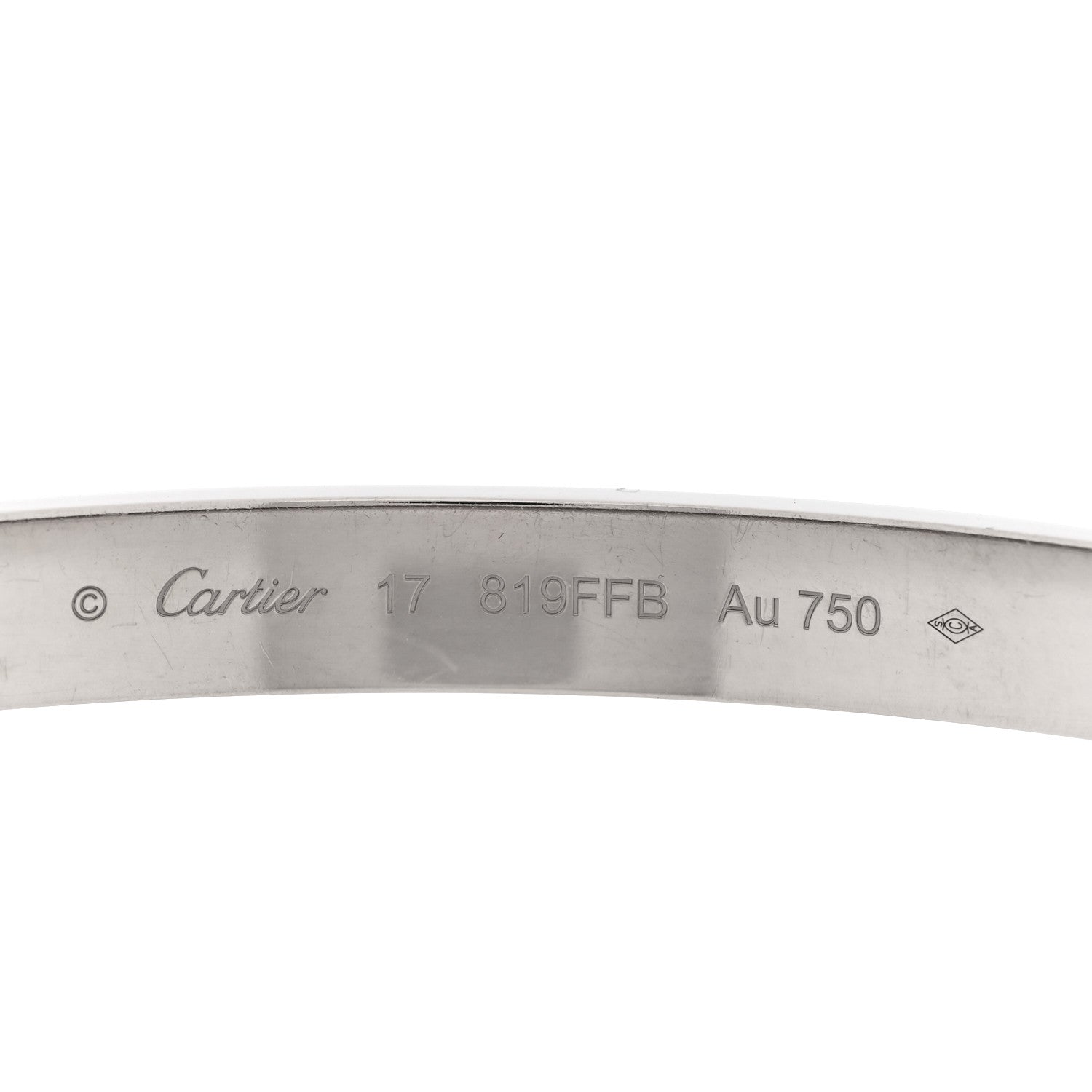 Cartier 18K White Gold LOVE Single Screw Bracelet 17 4 of 7