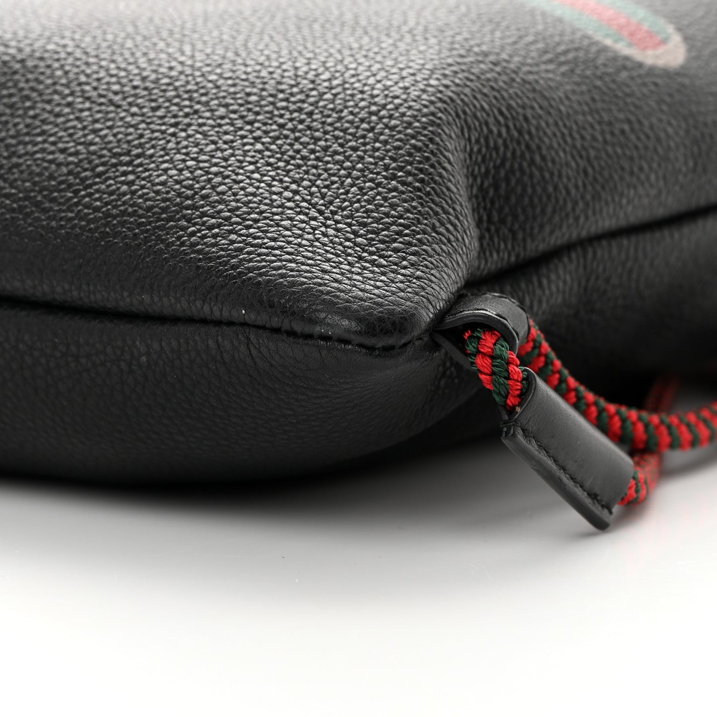 Calfskin Logo Drawstring Backpack Black