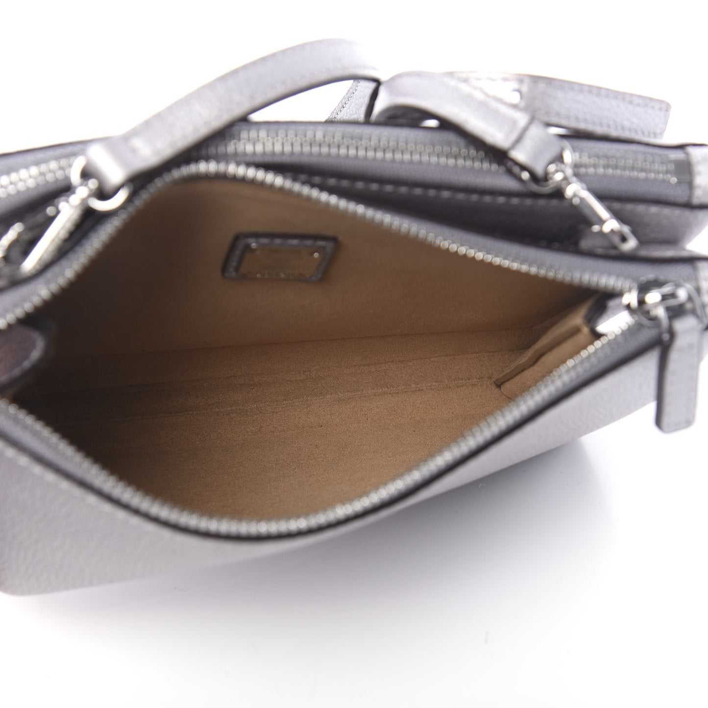 Grained Calfskin Milla Double Crossbody Bag Spike Silver