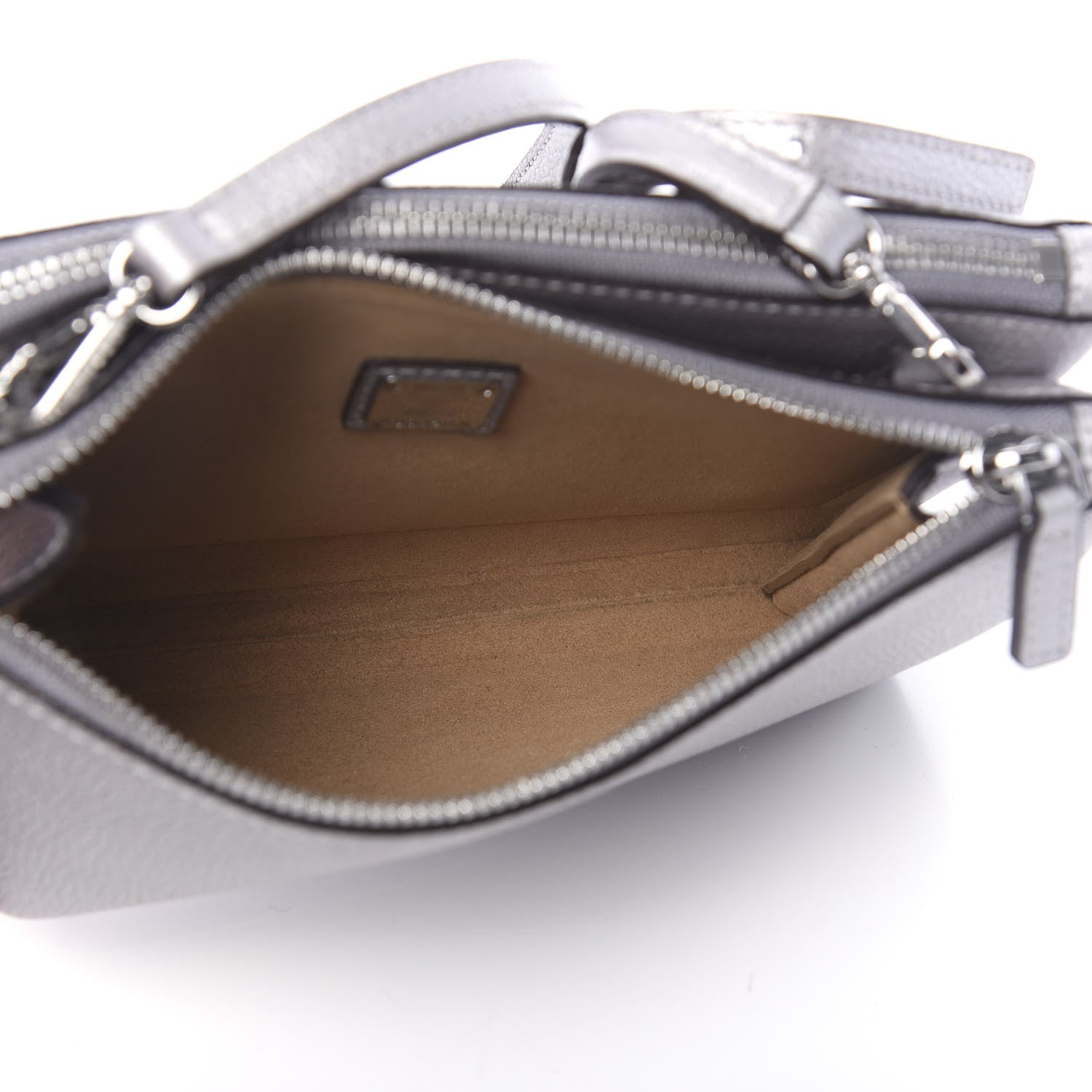 MCM Grained Calfskin Milla Double Crossbody Bag Spike Silver 5 of 11