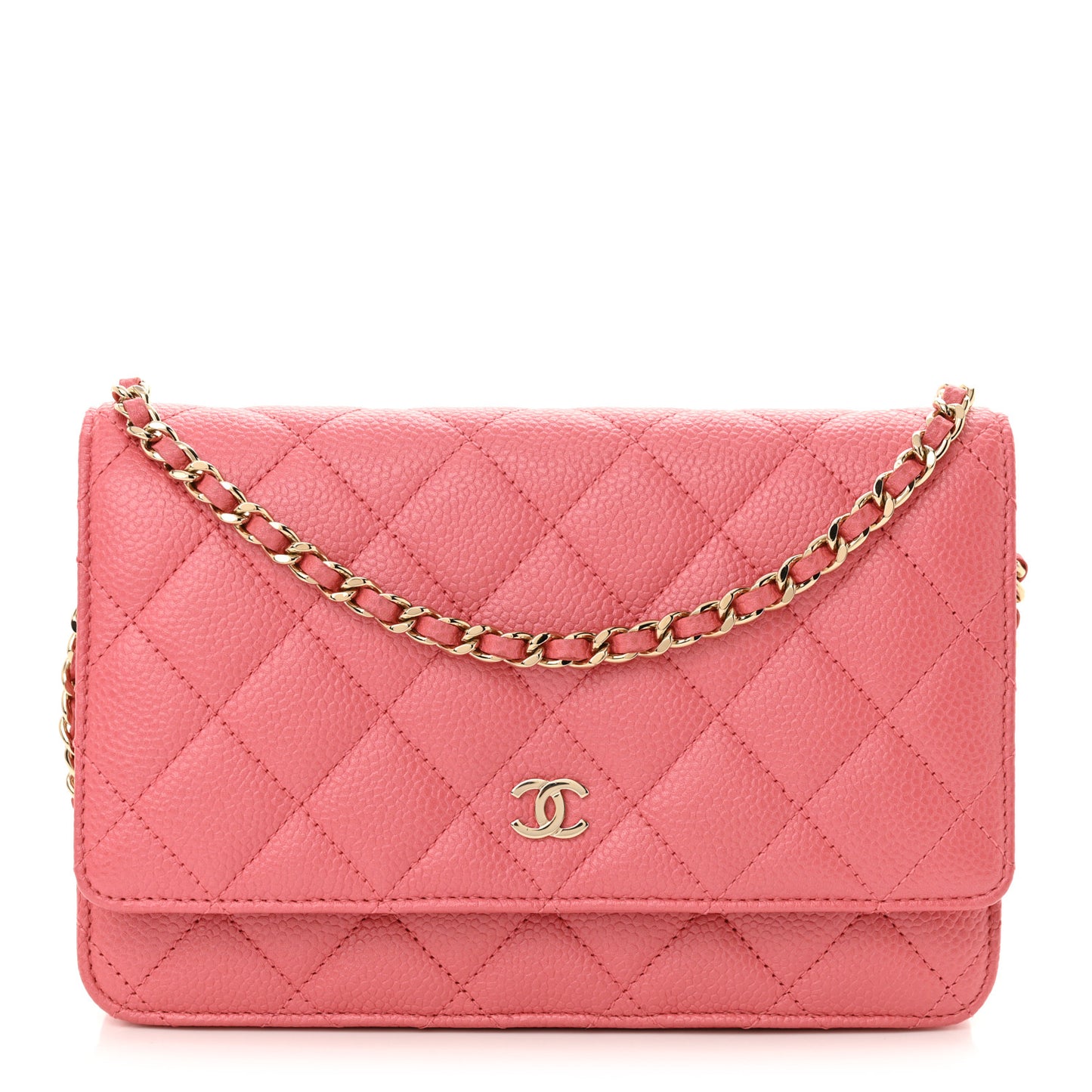 Caviar Quilted Wallet on Chain WOC Pink