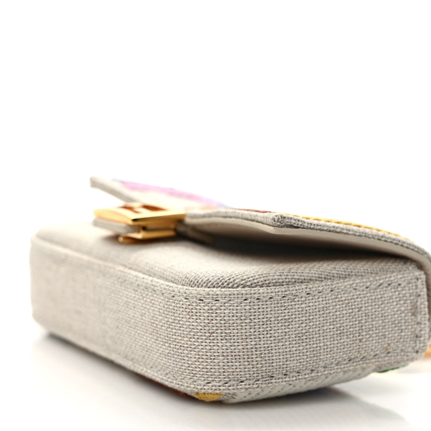 Fendi Kuban Canvas FF Embroidered Nano Baguette Charm Grezzo Multicolor 8 of 9