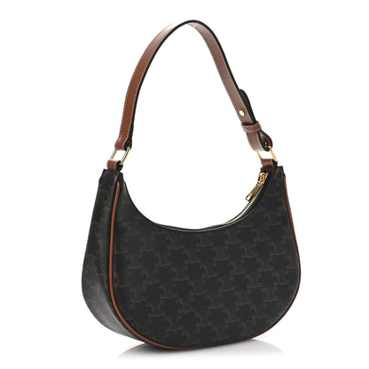 Celine Triomphe Canvas Calfskin Ava Shoulder Bag Tan 3 of 11