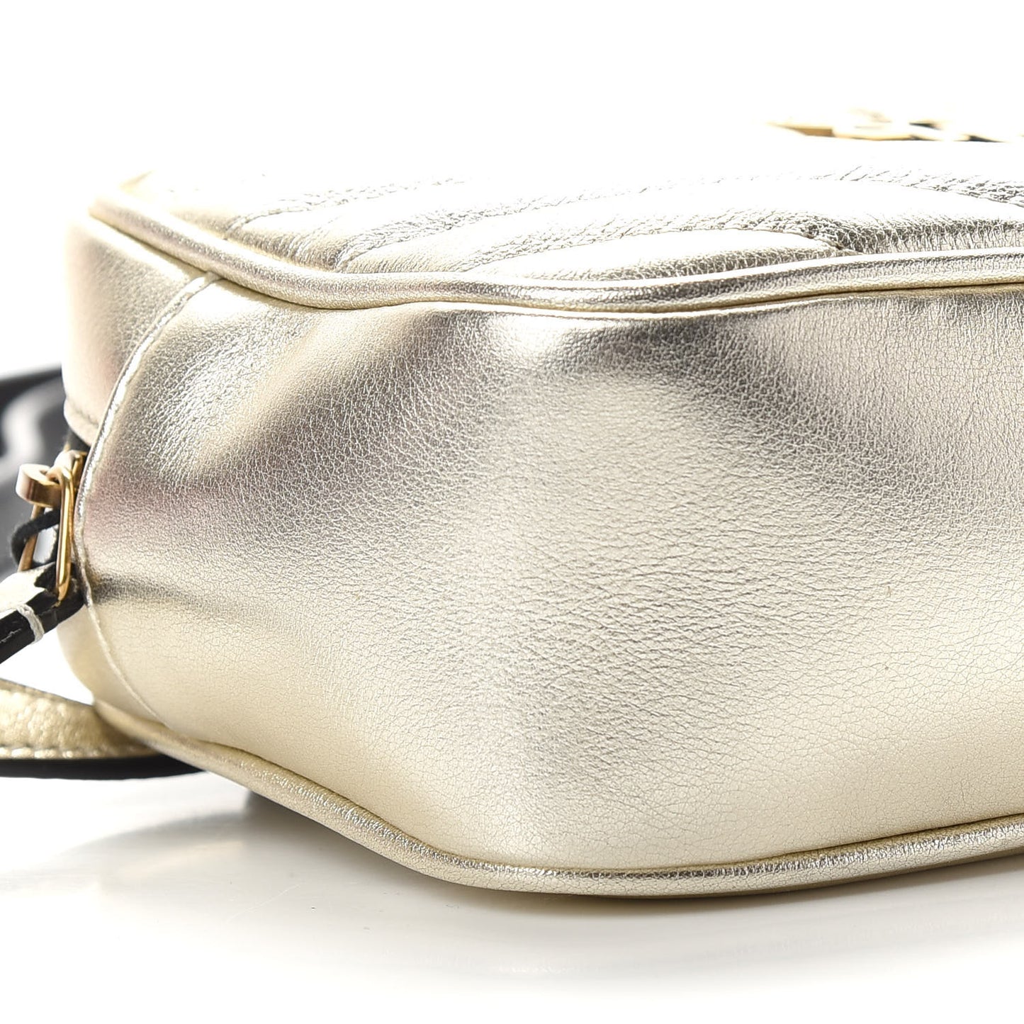 Metallic Calfskin Matelasse Monogram Lou Belt Bag Platino