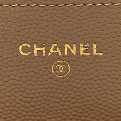 Chanel Caviar Quilted Wallet on Chain WOC Dark Beige 6 of 11