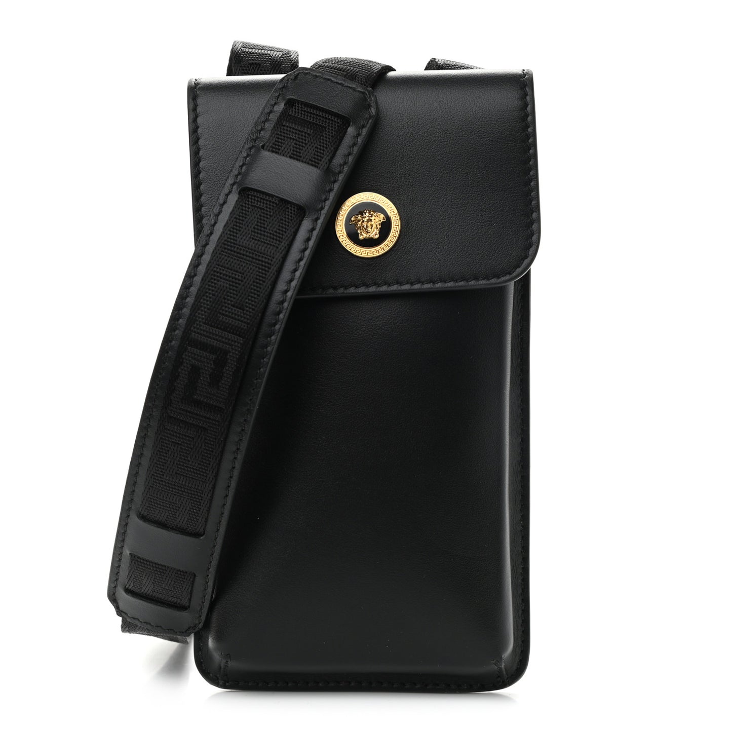 Vitello Medusa Neck Pouch Black