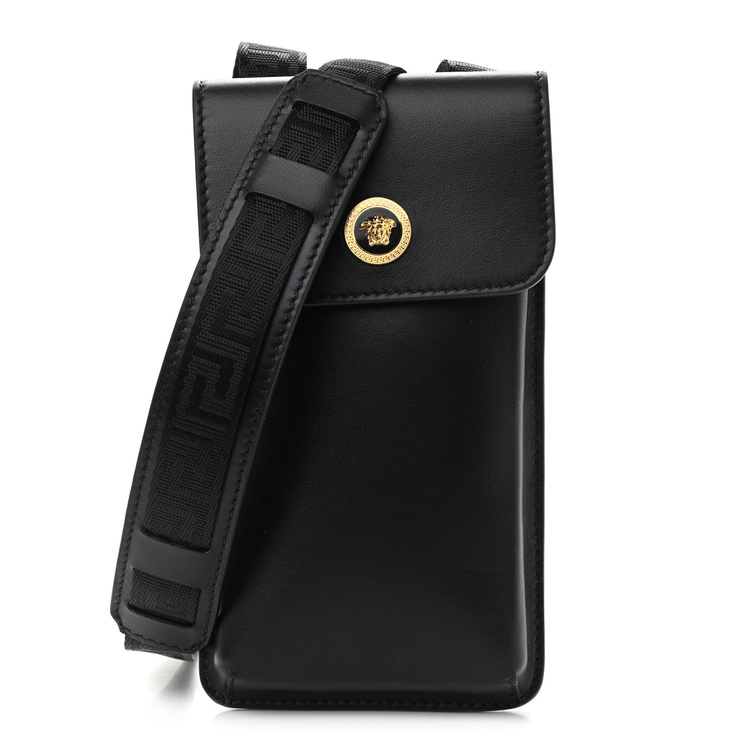 Versace Vitello Medusa Neck Pouch Black 1 of 10