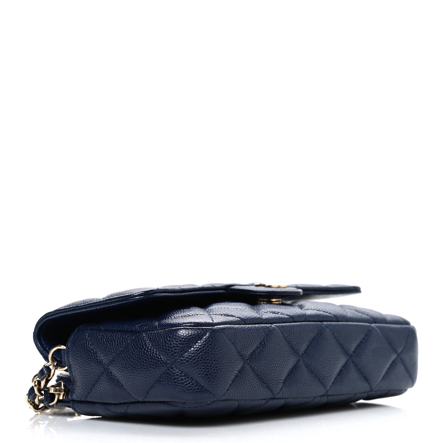 Chanel Caviar Quilted Flap Phone Holder With Chain Navy Blue 4 of 11